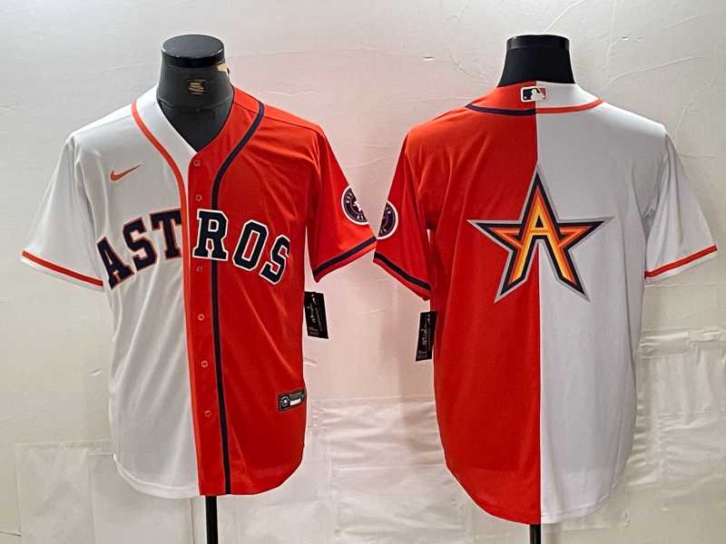 Mens Houston Astros Blank Orange White Split Stitched Baseball Jerseys Dzhi